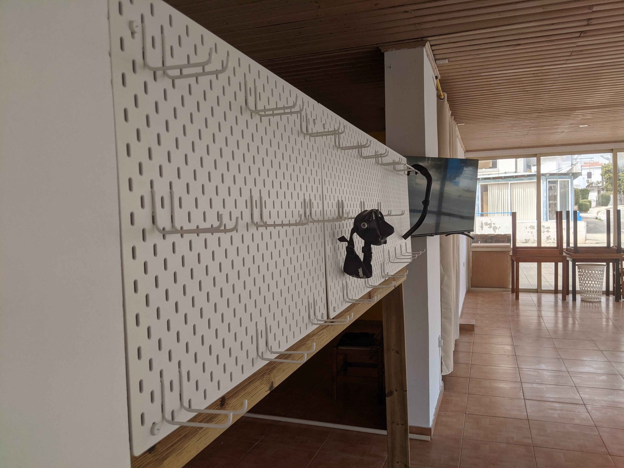 Completed custom mask display wall