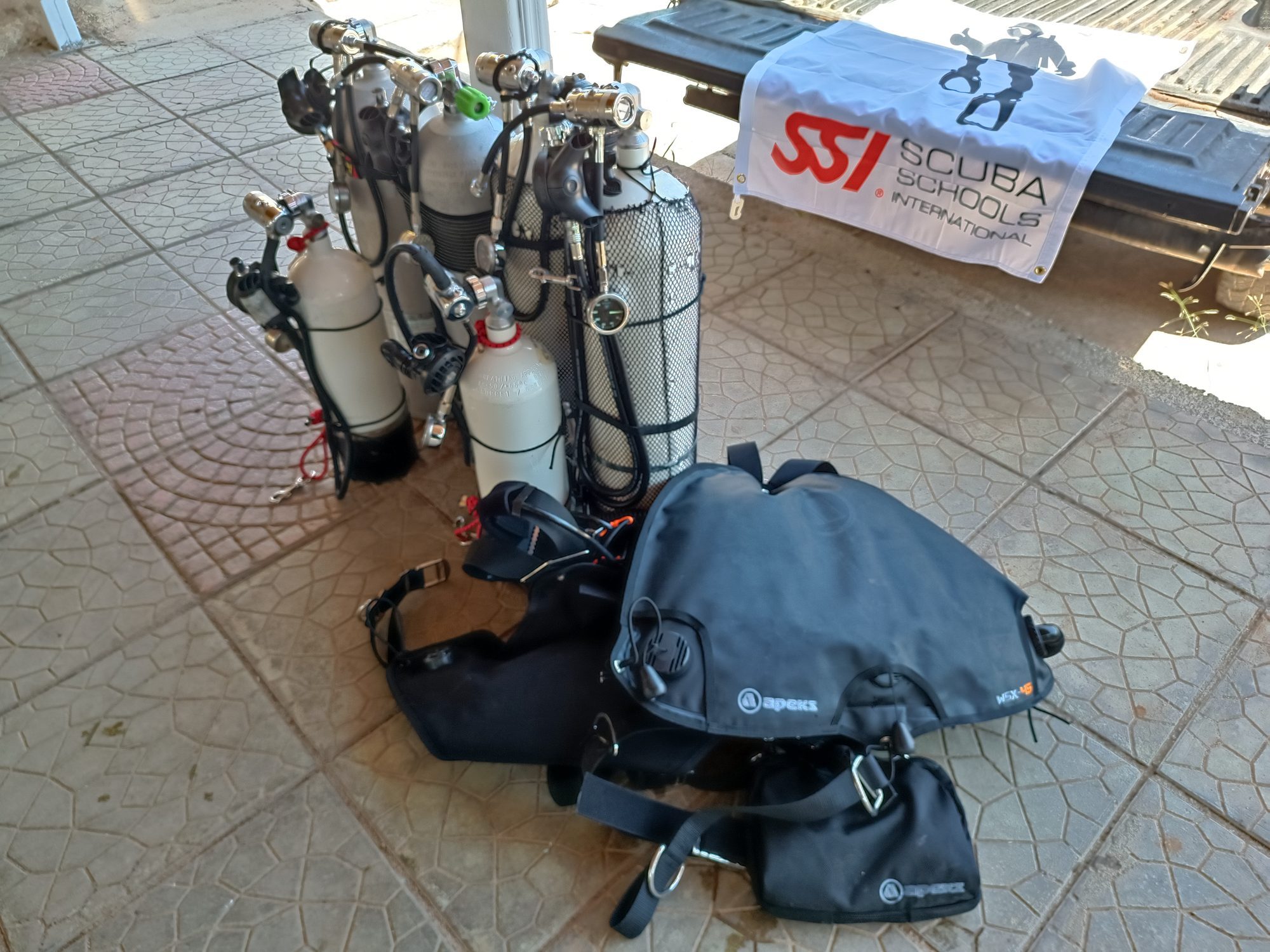 Real scuba cylinders filled and ready for private diving