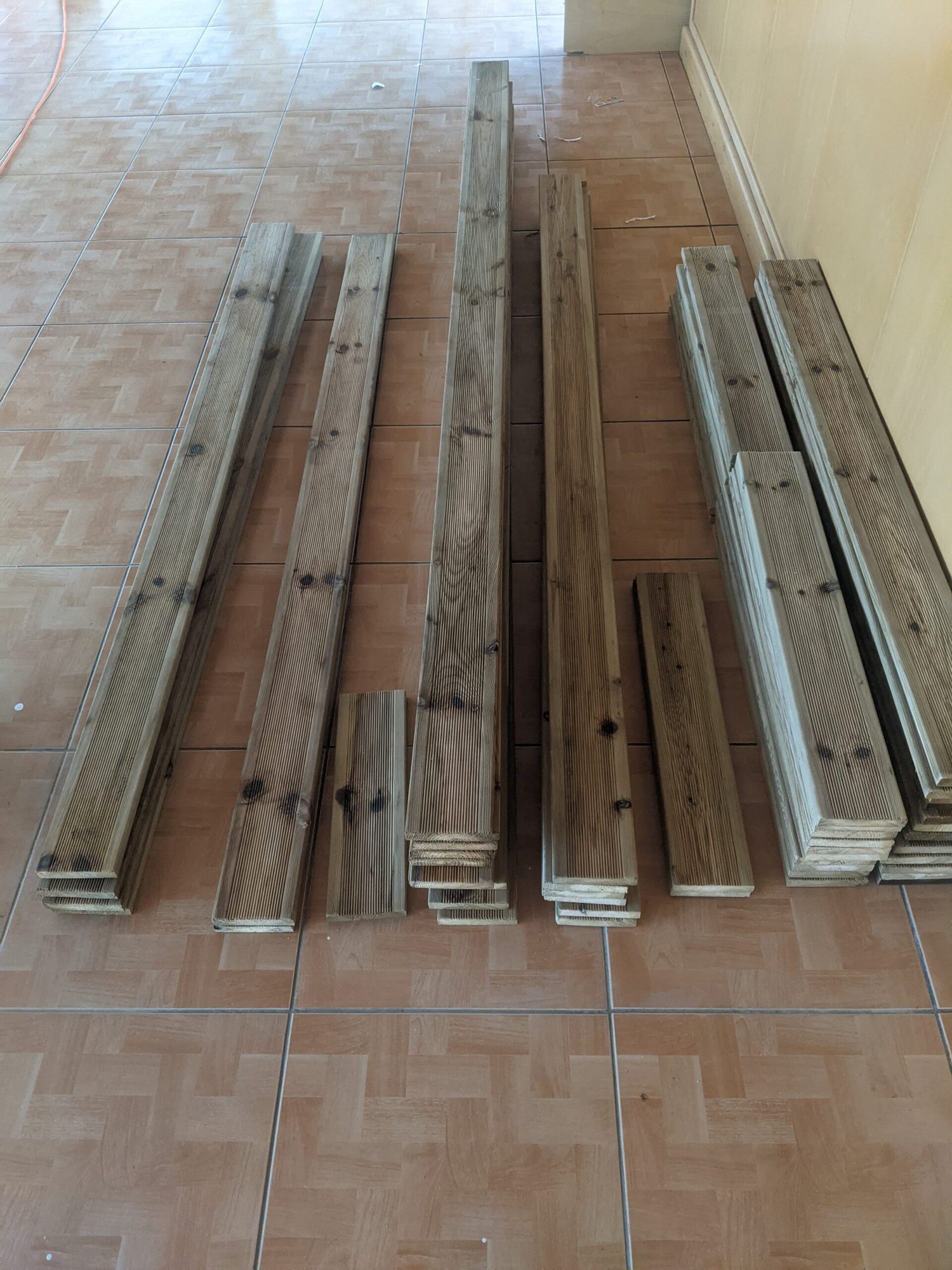 Wood cut into smaller pieces for shop displays